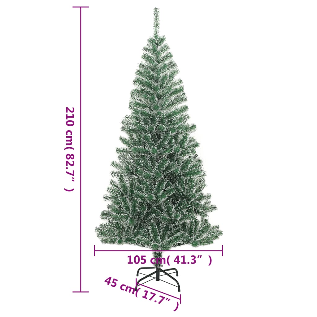 vidaXL Sztuczna choinka, ośnieżona, zielona, 210 cm