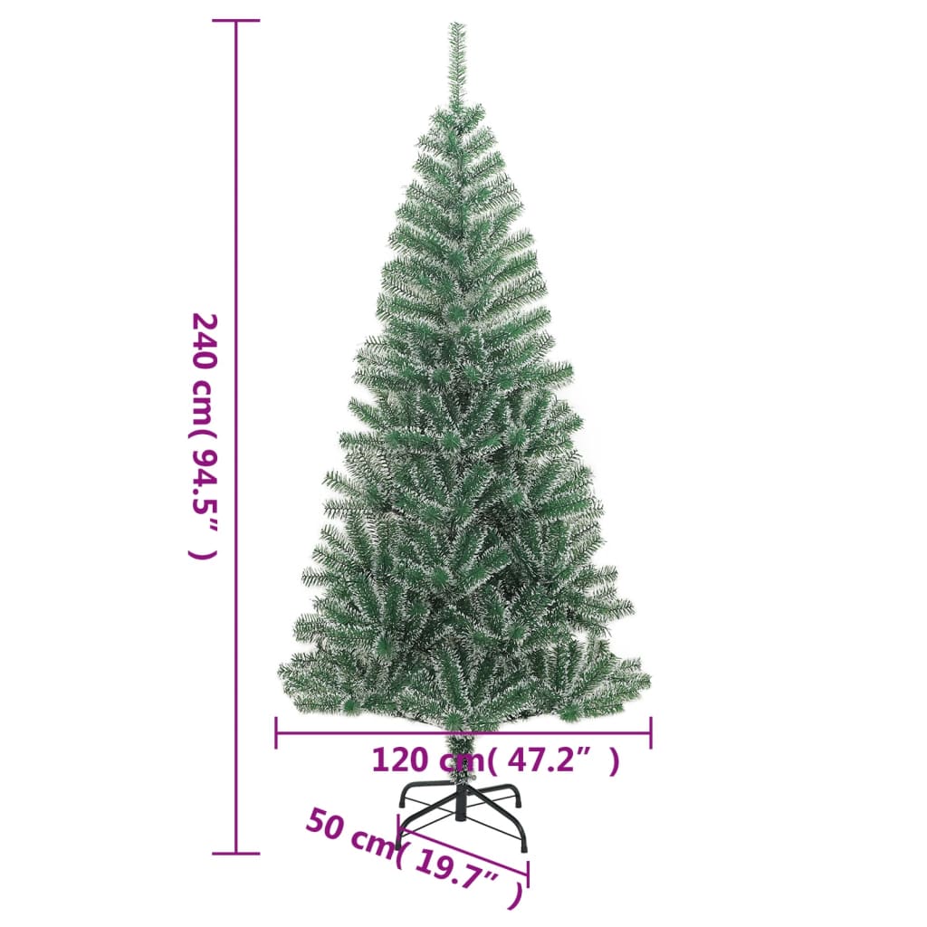 vidaXL Sztuczna choinka, ośnieżona, zielona, 240 cm