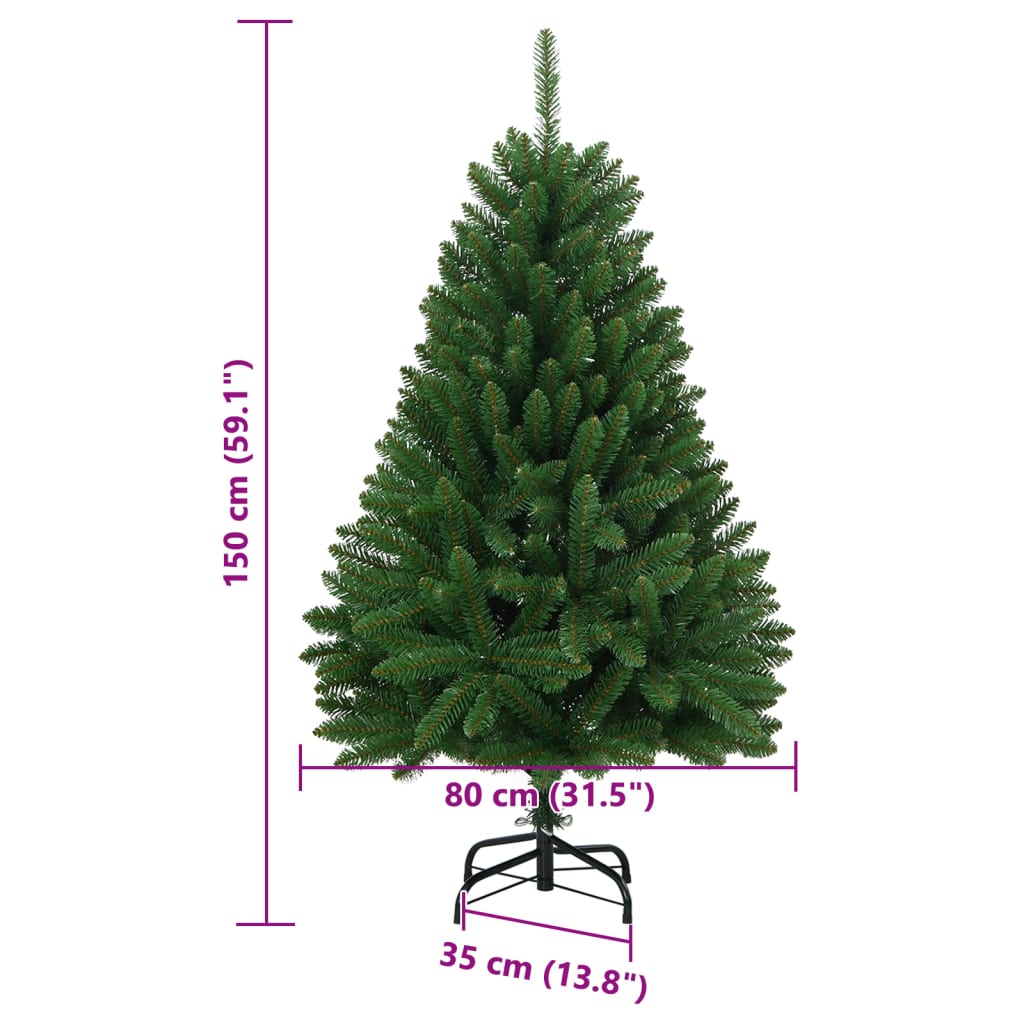 vidaXL Sztuczna choinka zawiasowa ze stojakiem, zielona, 150 cm