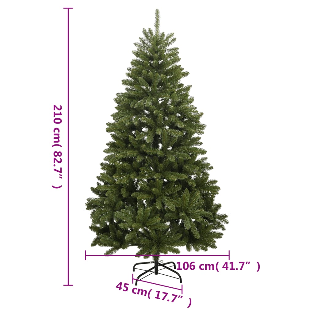 vidaXL Sztuczna choinka zawiasowa ze stojakiem, zielona, 210 cm