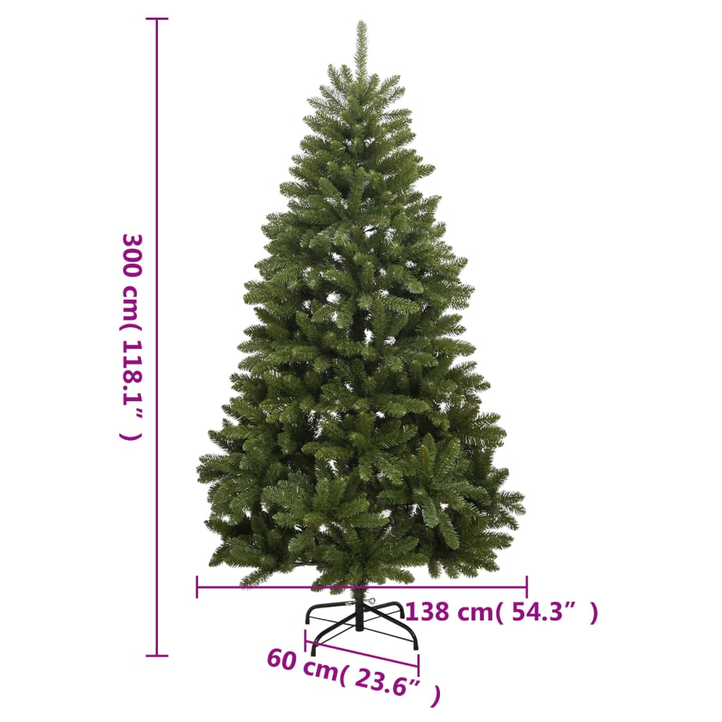 vidaXL Sztuczna choinka zawiasowa ze stojakiem, zielona, 300 cm