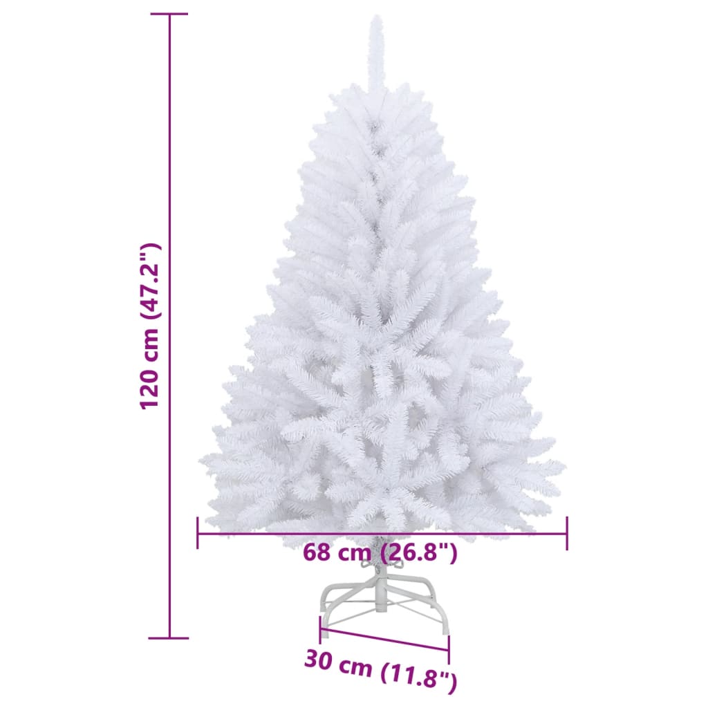 vidaXL Sztuczna choinka z zawiasami i stojakiem, biała, 120 cm