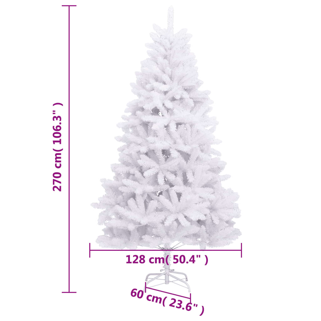 vidaXL Sztuczna choinka z zawiasami i stojakiem, biała, 270 cm