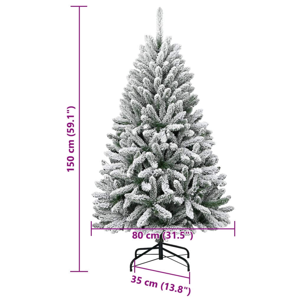 vidaXL Sztuczna choinka zawiasowa, ośnieżona, 150 cm