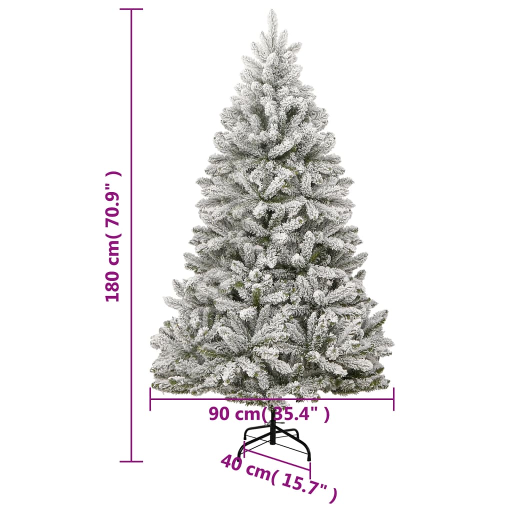 vidaXL Sztuczna choinka zawiasowa, ośnieżona, 180 cm