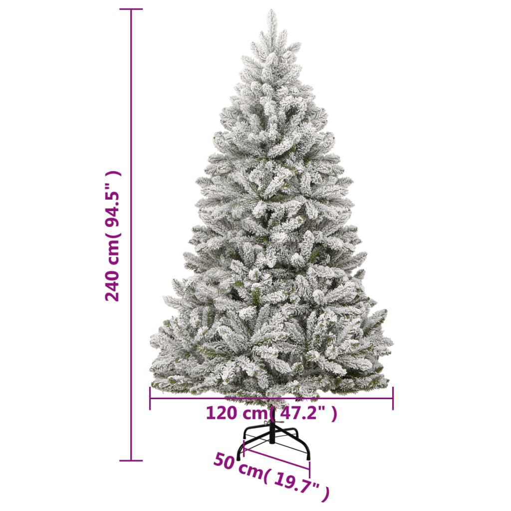 vidaXL Sztuczna choinka zawiasowa, ośnieżona, 240 cm
