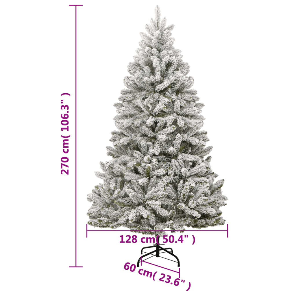 vidaXL Sztuczna choinka zawiasowa, ośnieżona, 270 cm