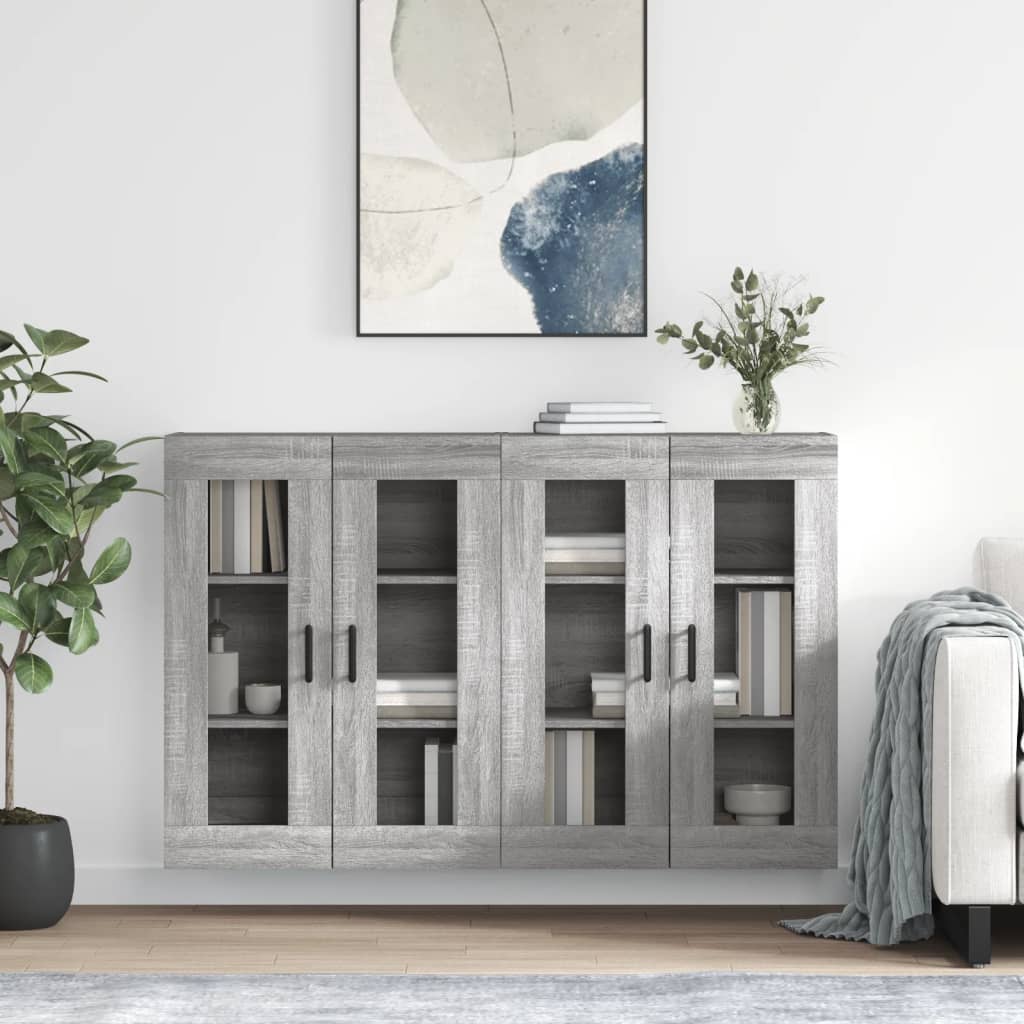 vidaXL Wiszące szafki, 2 szt. szary dąb sonoma materiał drewnopochodny