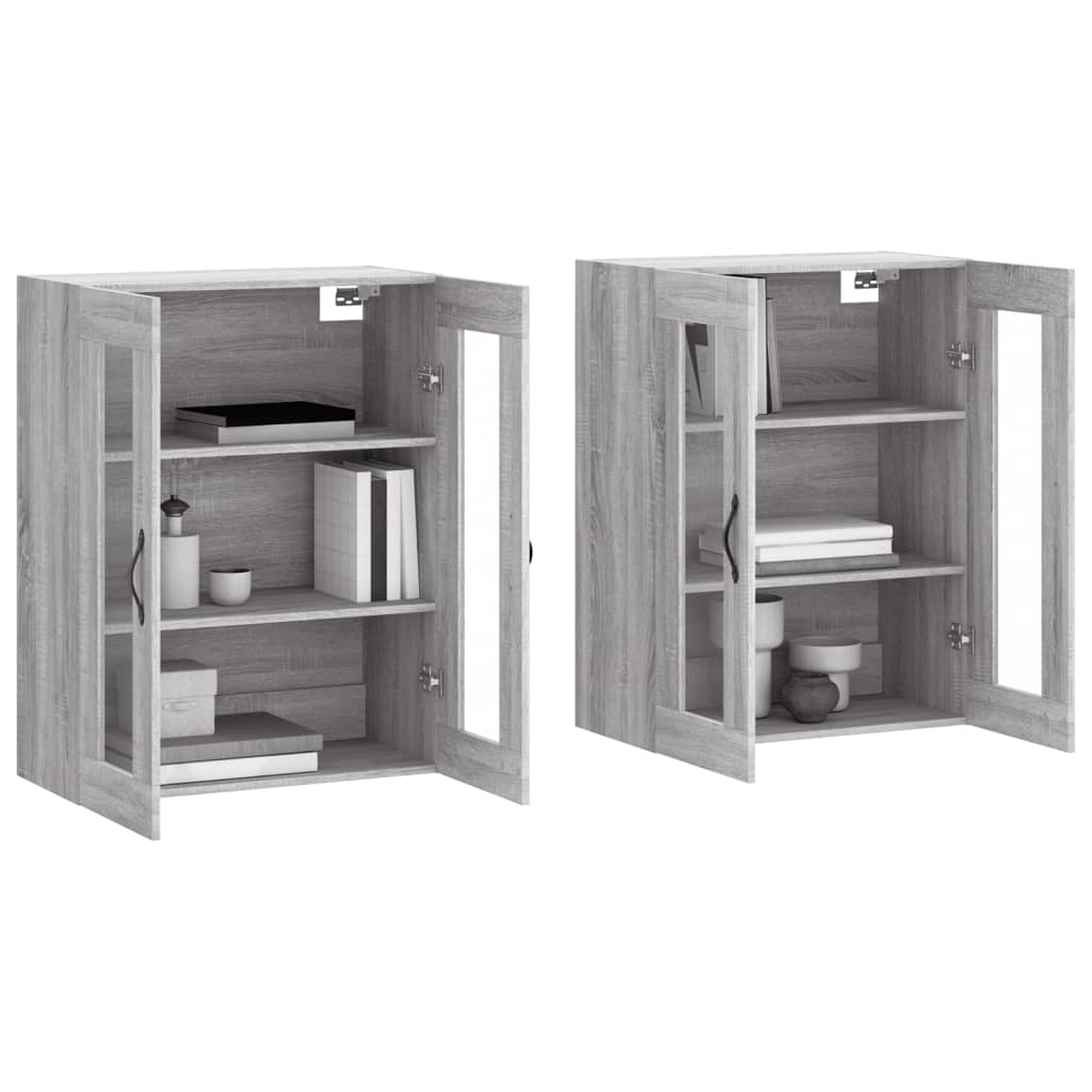 vidaXL Wiszące szafki, 2 szt. szary dąb sonoma materiał drewnopochodny