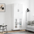 vidaXL Witrynka, biała, 69,5x34x180 cm, materiał drewnopochodny