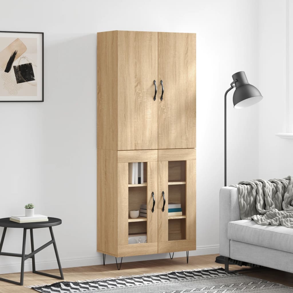 vidaXL Witrynka, dąb sonoma, 69,5x34x180 cm, materiał drewnopochodny