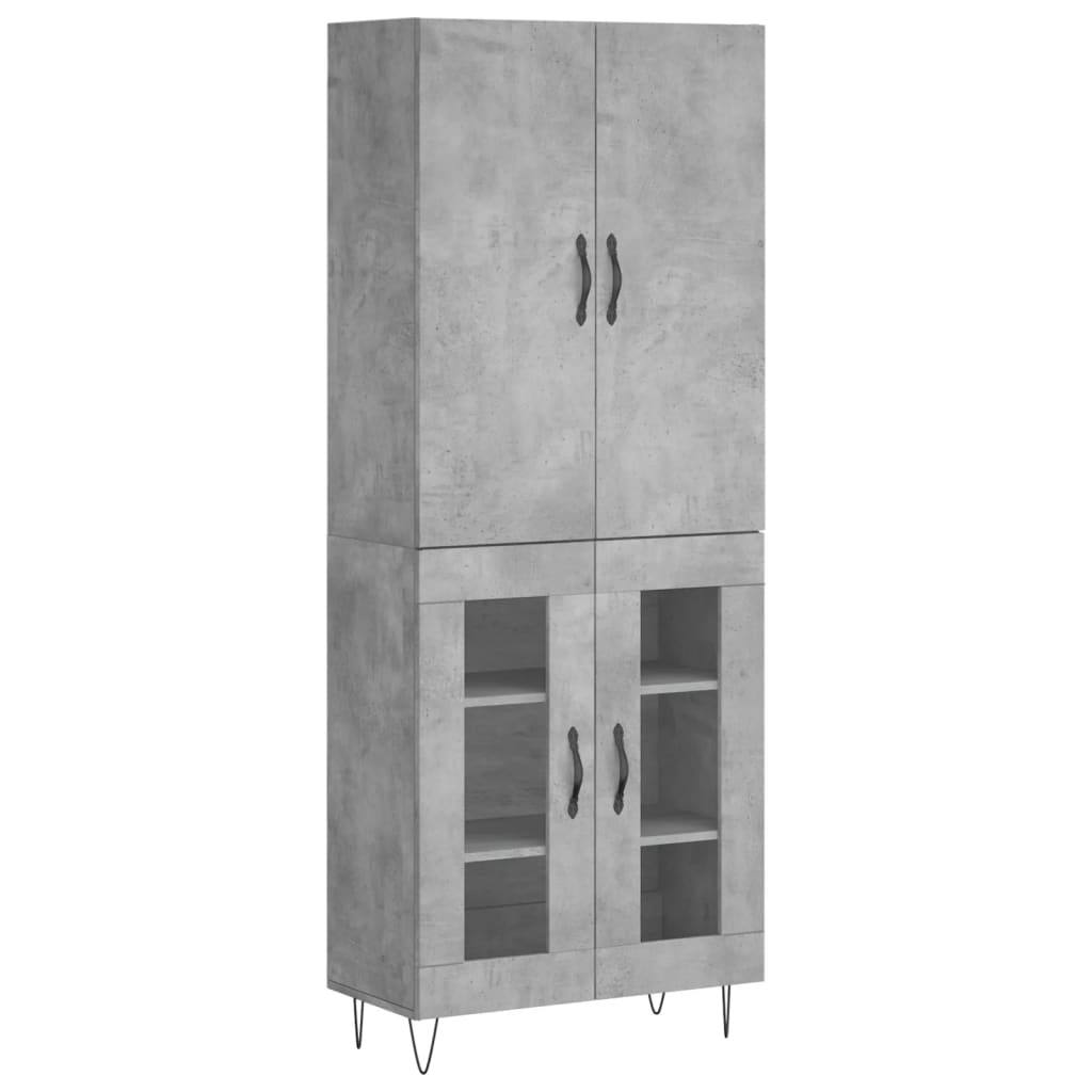 vidaXL Witrynka, szarość betonu 69,5x34x180 cm materiał drewnopochodny