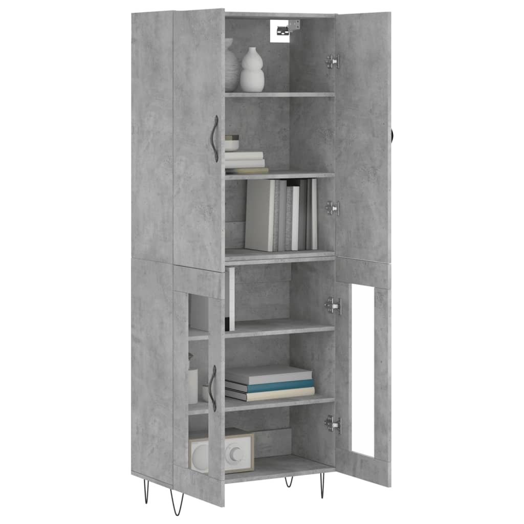 vidaXL Witrynka, szarość betonu 69,5x34x180 cm materiał drewnopochodny