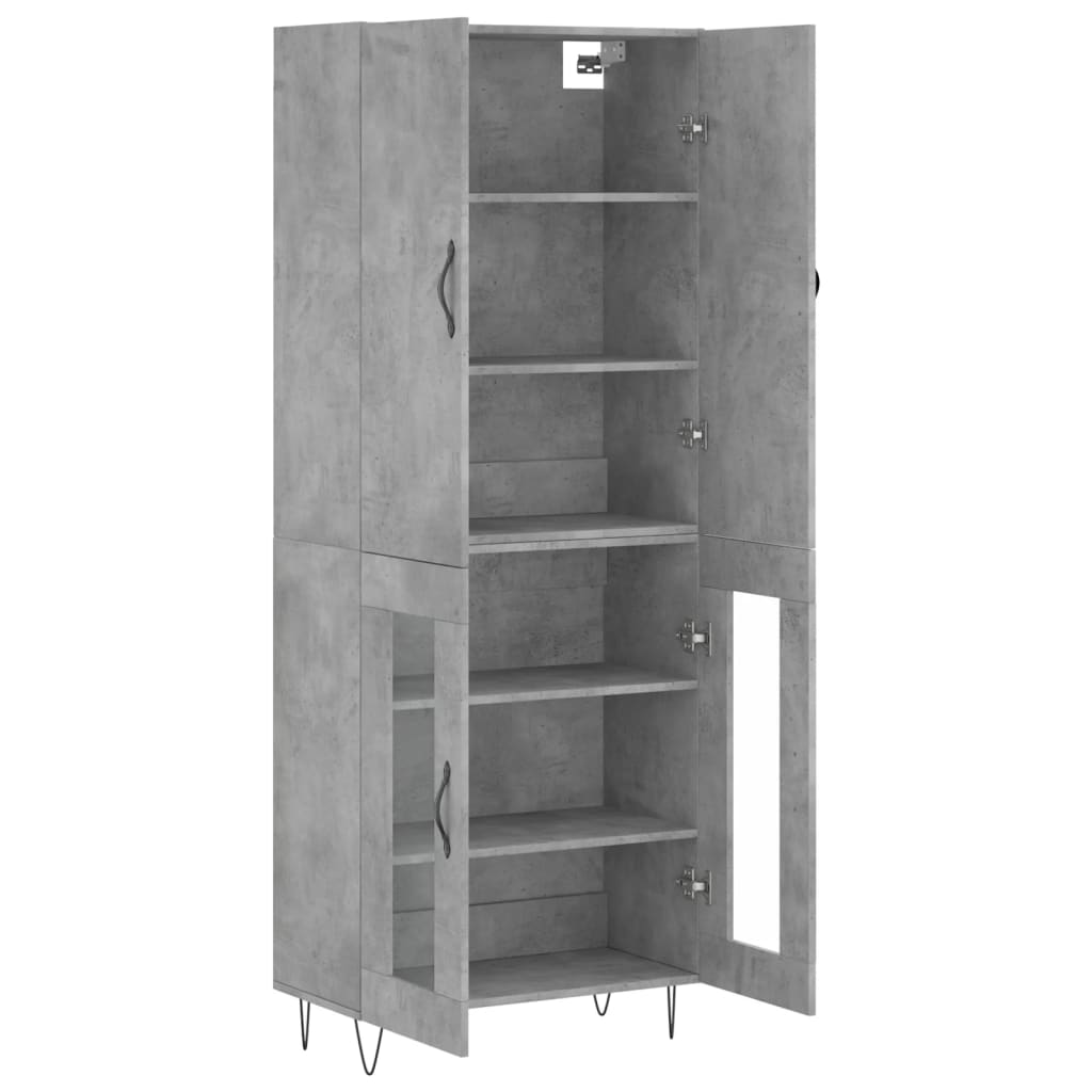 vidaXL Witrynka, szarość betonu 69,5x34x180 cm materiał drewnopochodny