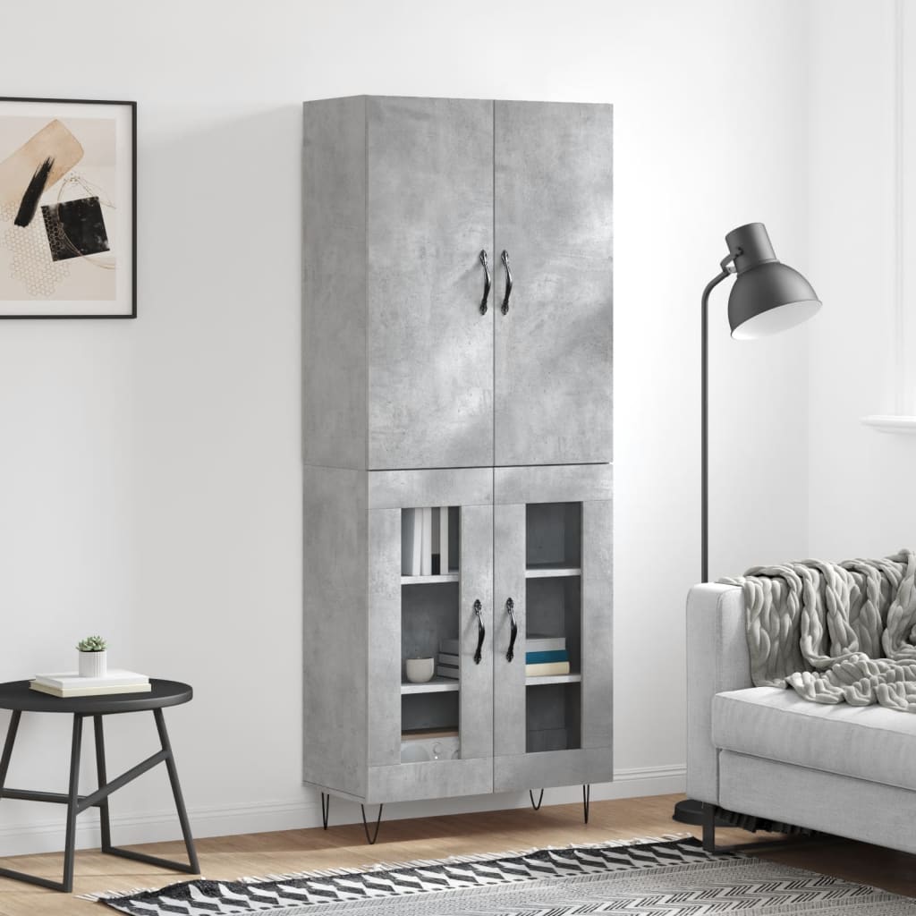 vidaXL Witrynka, szarość betonu 69,5x34x180 cm materiał drewnopochodny