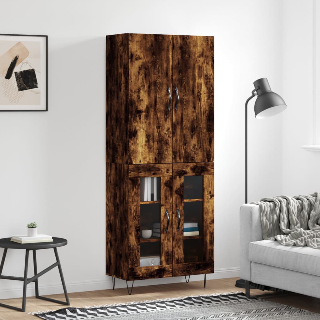 vidaXL Witrynka przydymiony dąb 69,5x34x180 cm materiał drewnopochodny