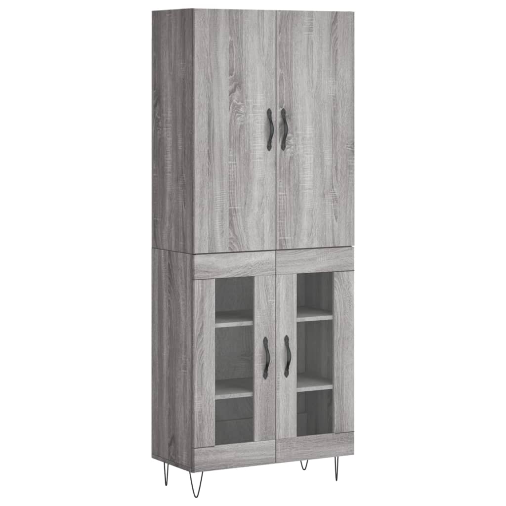 vidaXL Witrynka szary dąb sonoma 69,5x34x180cm materiał drewnopochodny