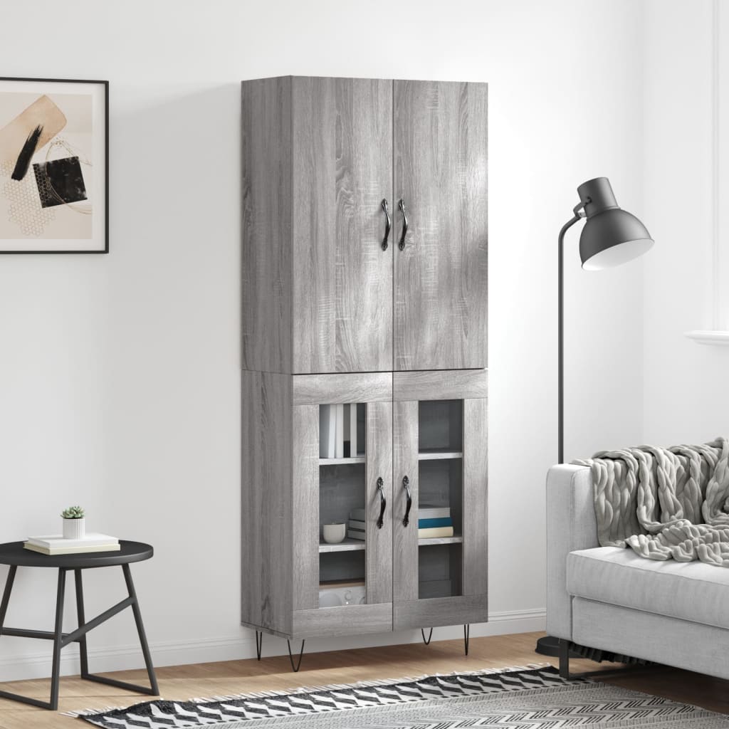 vidaXL Witrynka szary dąb sonoma 69,5x34x180cm materiał drewnopochodny