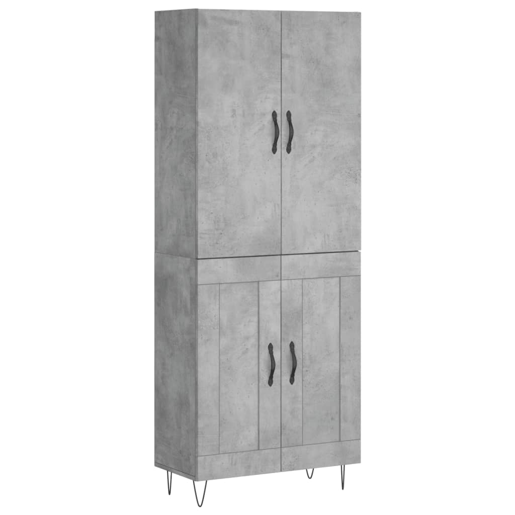 vidaXL Witrynka, szarość betonu 69,5x34x180 cm materiał drewnopochodny