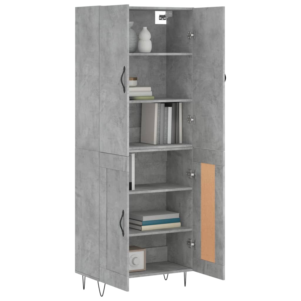 vidaXL Witrynka, szarość betonu 69,5x34x180 cm materiał drewnopochodny