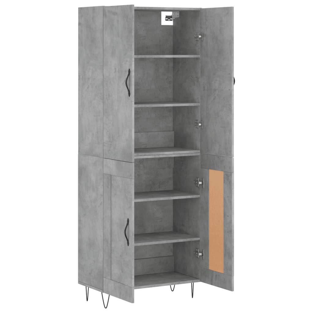 vidaXL Witrynka, szarość betonu 69,5x34x180 cm materiał drewnopochodny
