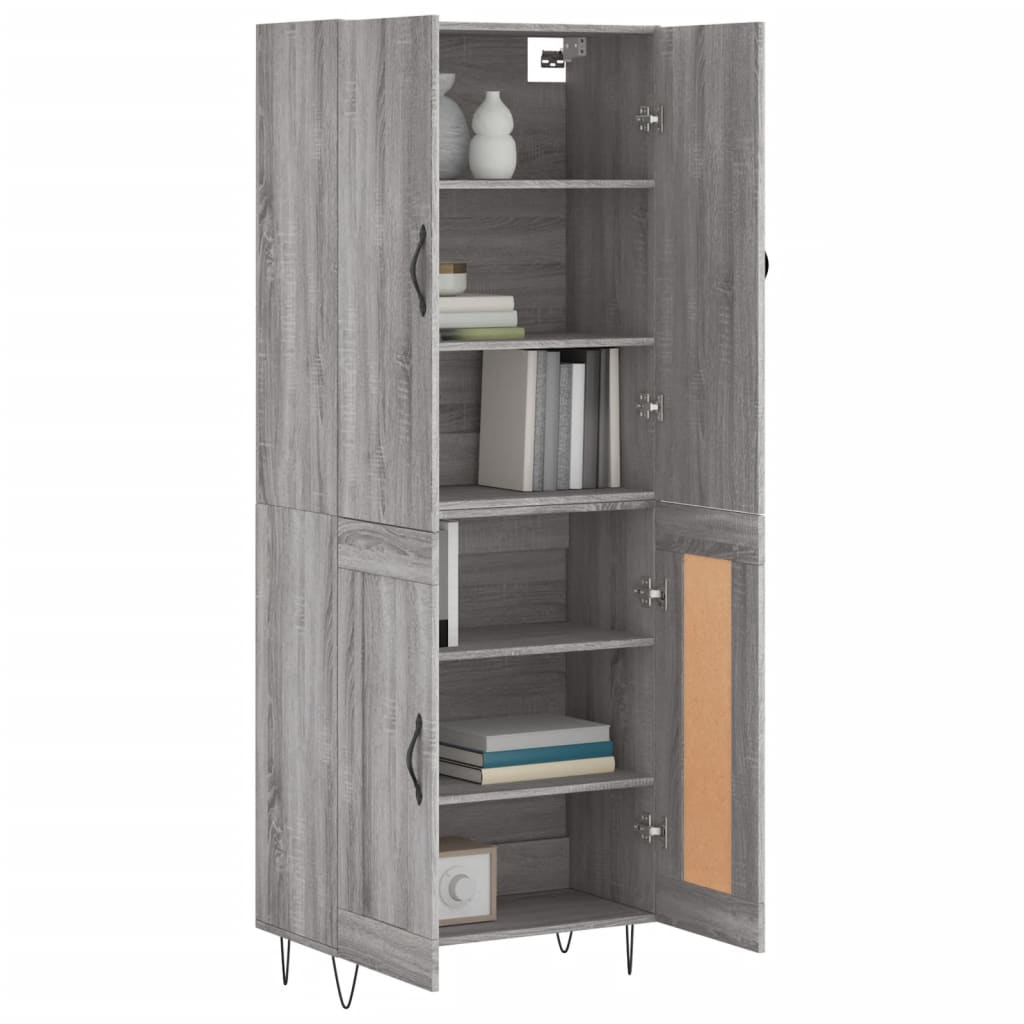 vidaXL Witrynka szary dąb sonoma 69,5x34x180cm materiał drewnopochodny