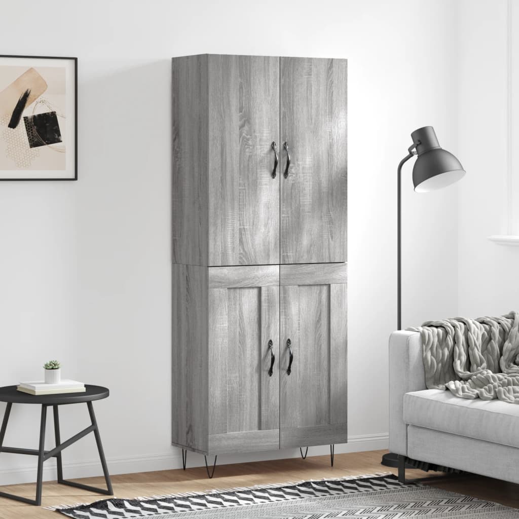 vidaXL Witrynka szary dąb sonoma 69,5x34x180cm materiał drewnopochodny