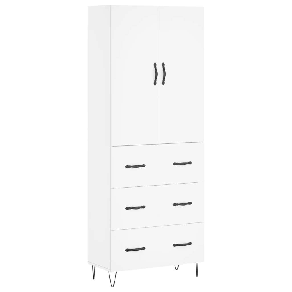 vidaXL Witrynka, biała, 69,5x34x180 cm, materiał drewnopochodny