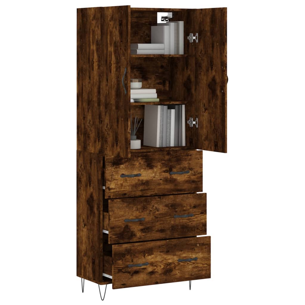 vidaXL Witrynka przydymiony dąb 69,5x34x180 cm materiał drewnopochodny