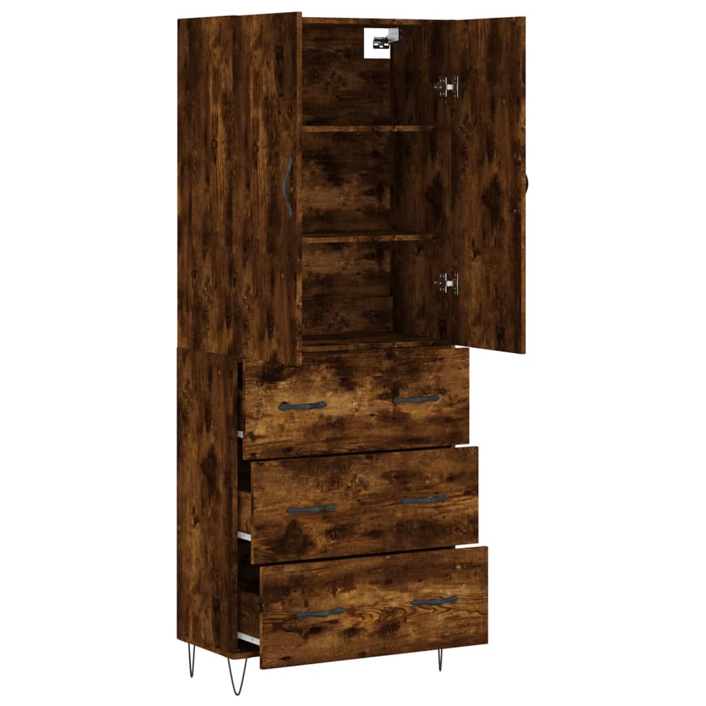 vidaXL Witrynka przydymiony dąb 69,5x34x180 cm materiał drewnopochodny