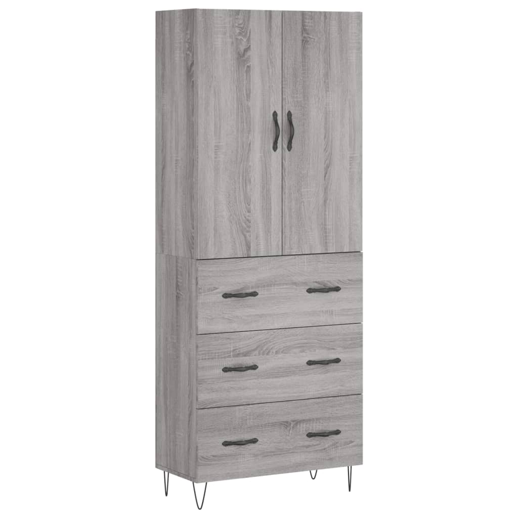 vidaXL Witrynka szary dąb sonoma 69,5x34x180cm materiał drewnopochodny