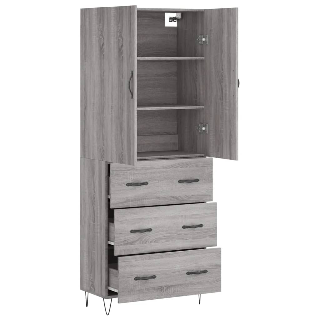 vidaXL Witrynka szary dąb sonoma 69,5x34x180cm materiał drewnopochodny