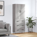 vidaXL Witrynka szary dąb sonoma 69,5x34x180cm materiał drewnopochodny