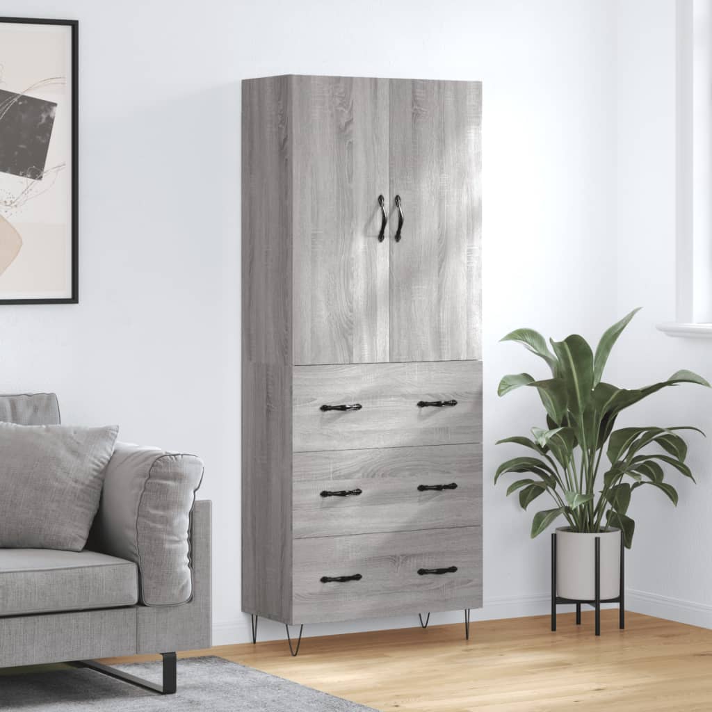 vidaXL Witrynka szary dąb sonoma 69,5x34x180cm materiał drewnopochodny