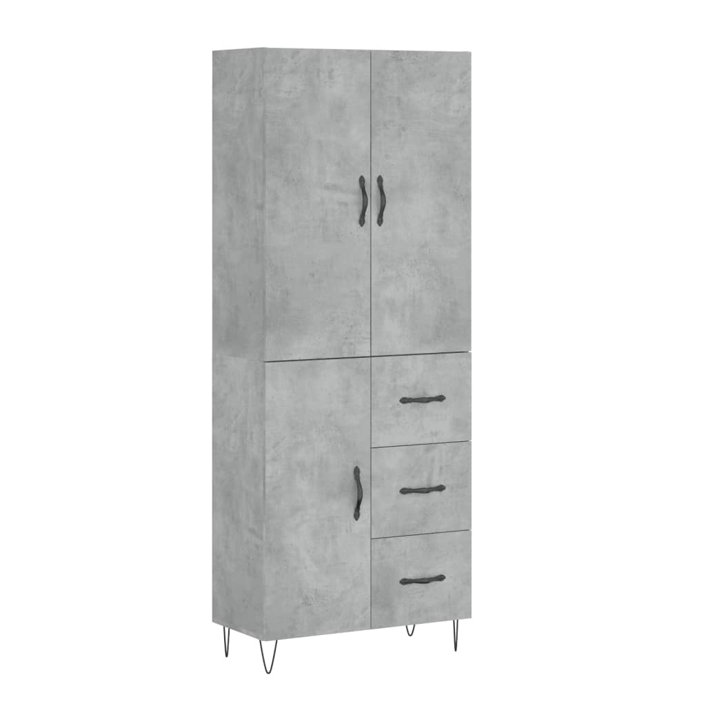 vidaXL Witrynka, szarość betonu 69,5x34x180 cm materiał drewnopochodny