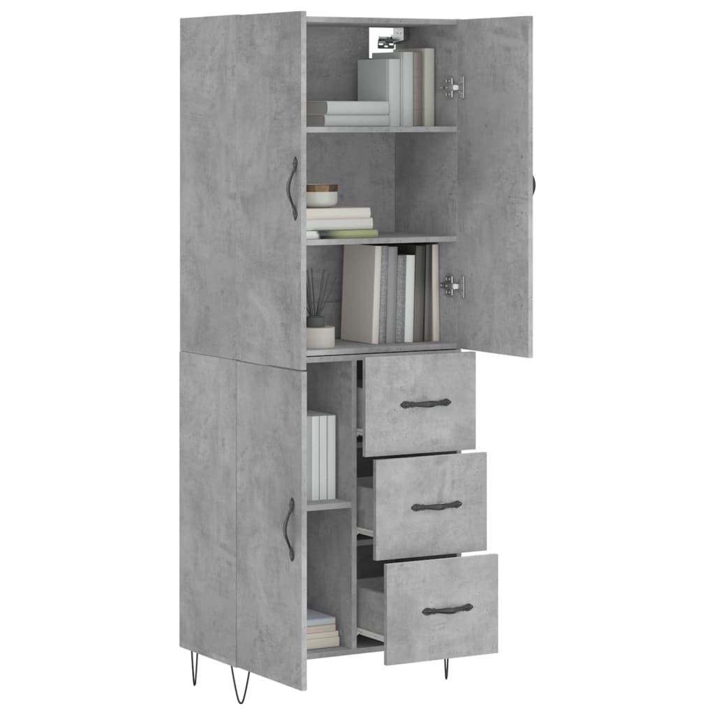 vidaXL Witrynka, szarość betonu 69,5x34x180 cm materiał drewnopochodny
