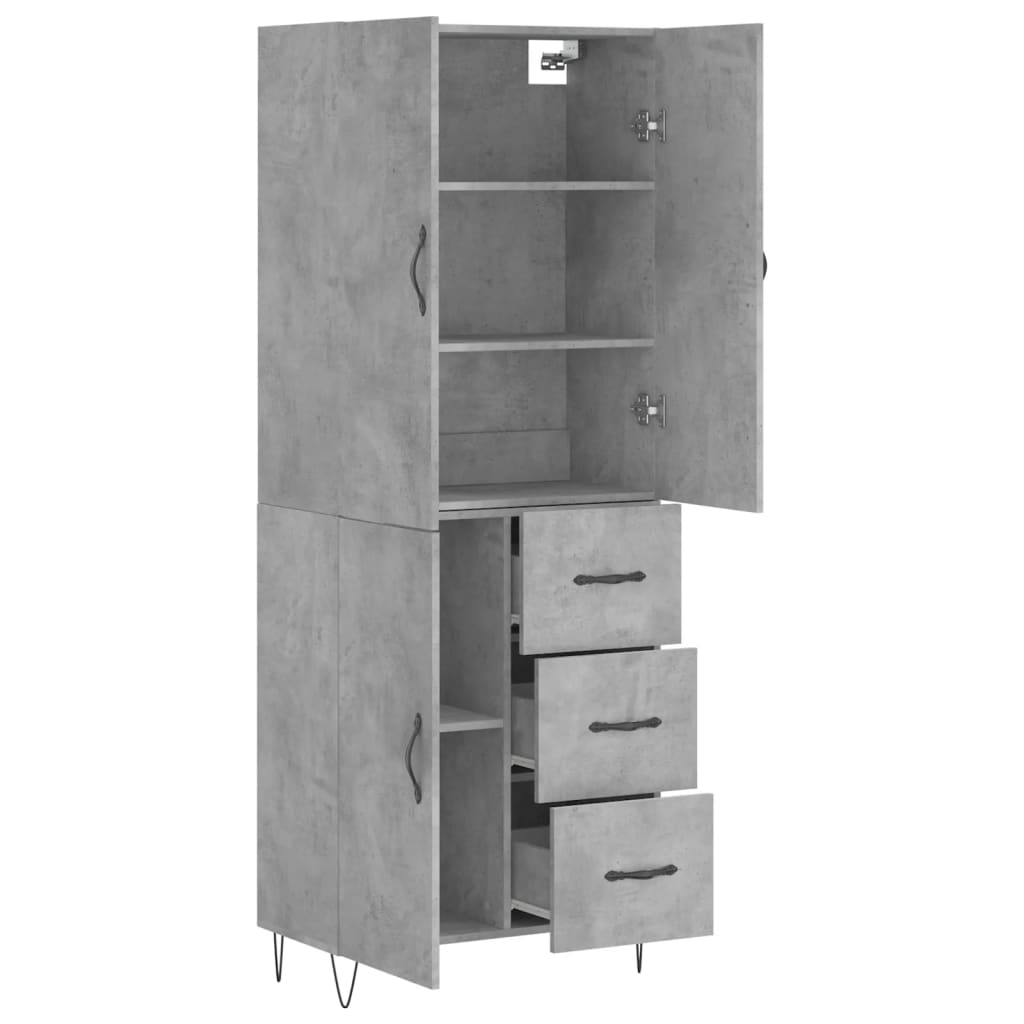 vidaXL Witrynka, szarość betonu 69,5x34x180 cm materiał drewnopochodny