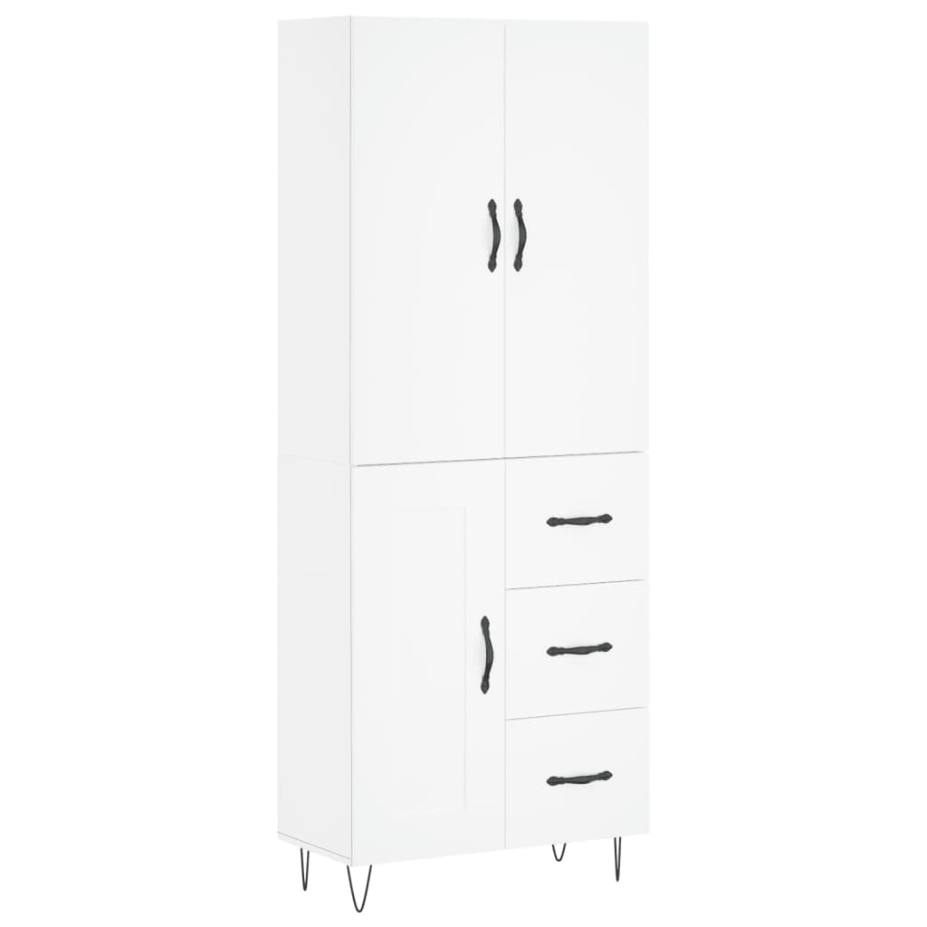 vidaXL Witrynka, biała, 69,5x34x180 cm, materiał drewnopochodny