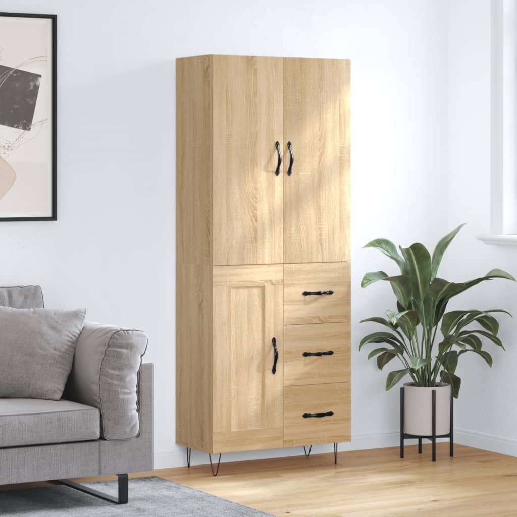 vidaXL Witrynka, dąb sonoma, 69,5x34x180 cm, materiał drewnopochodny