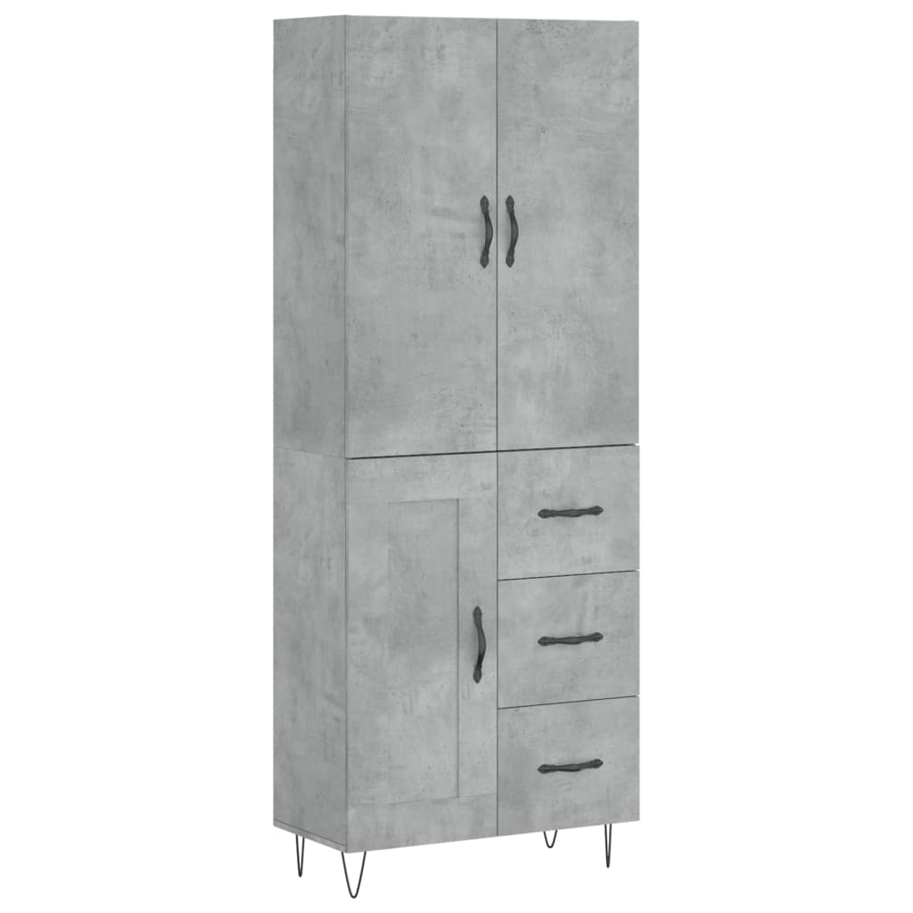 vidaXL Witrynka, szarość betonu 69,5x34x180 cm materiał drewnopochodny