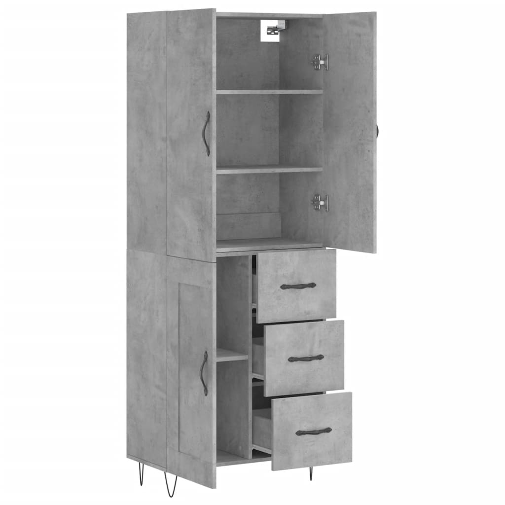 vidaXL Witrynka, szarość betonu 69,5x34x180 cm materiał drewnopochodny