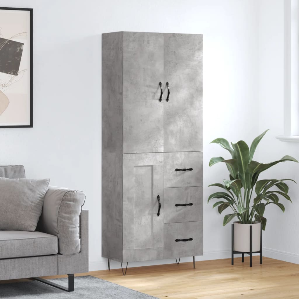 vidaXL Witrynka, szarość betonu 69,5x34x180 cm materiał drewnopochodny