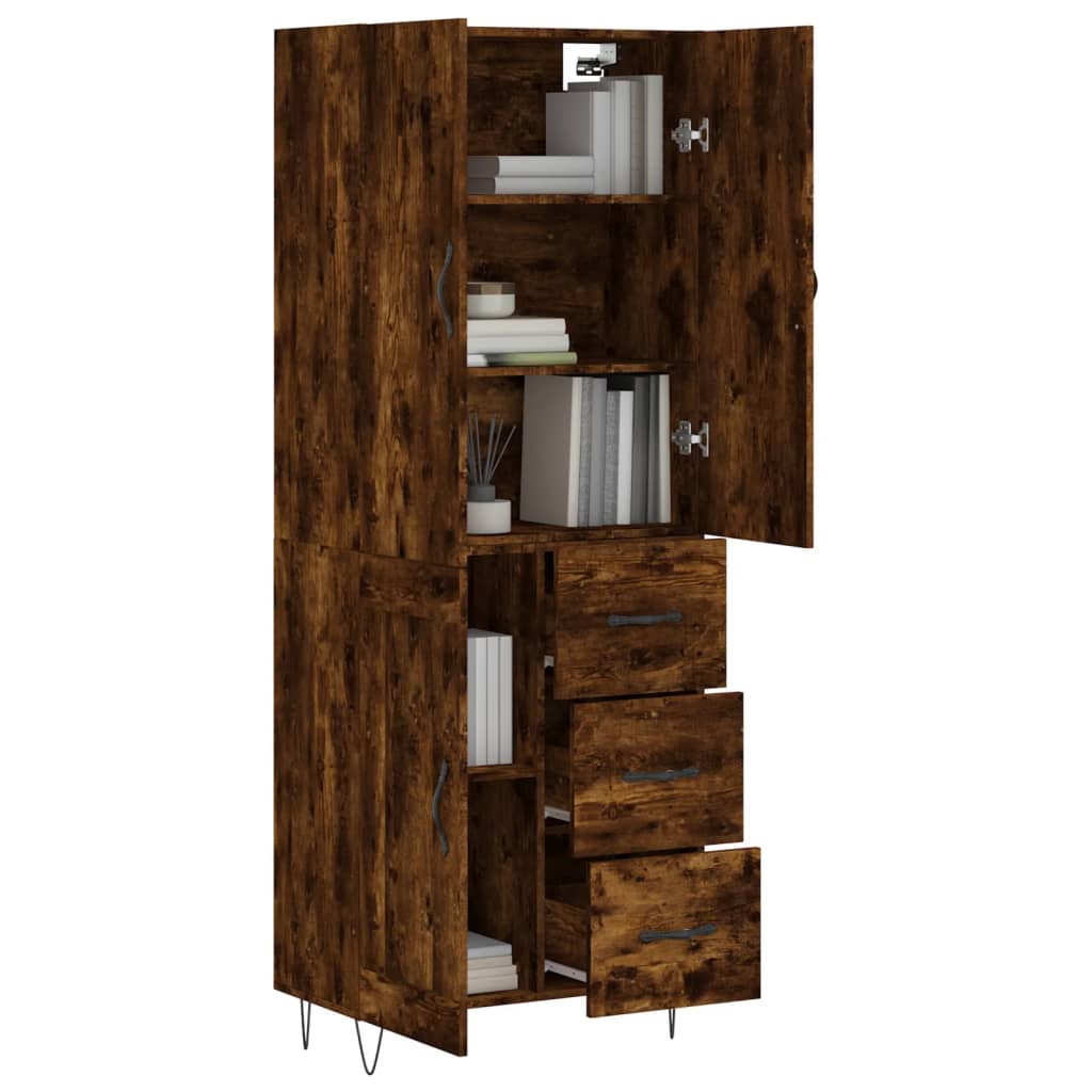 vidaXL Witrynka przydymiony dąb 69,5x34x180 cm materiał drewnopochodny