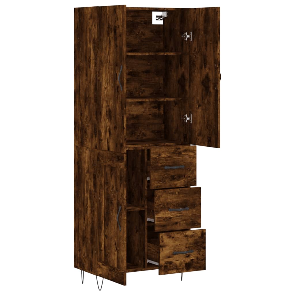 vidaXL Witrynka przydymiony dąb 69,5x34x180 cm materiał drewnopochodny