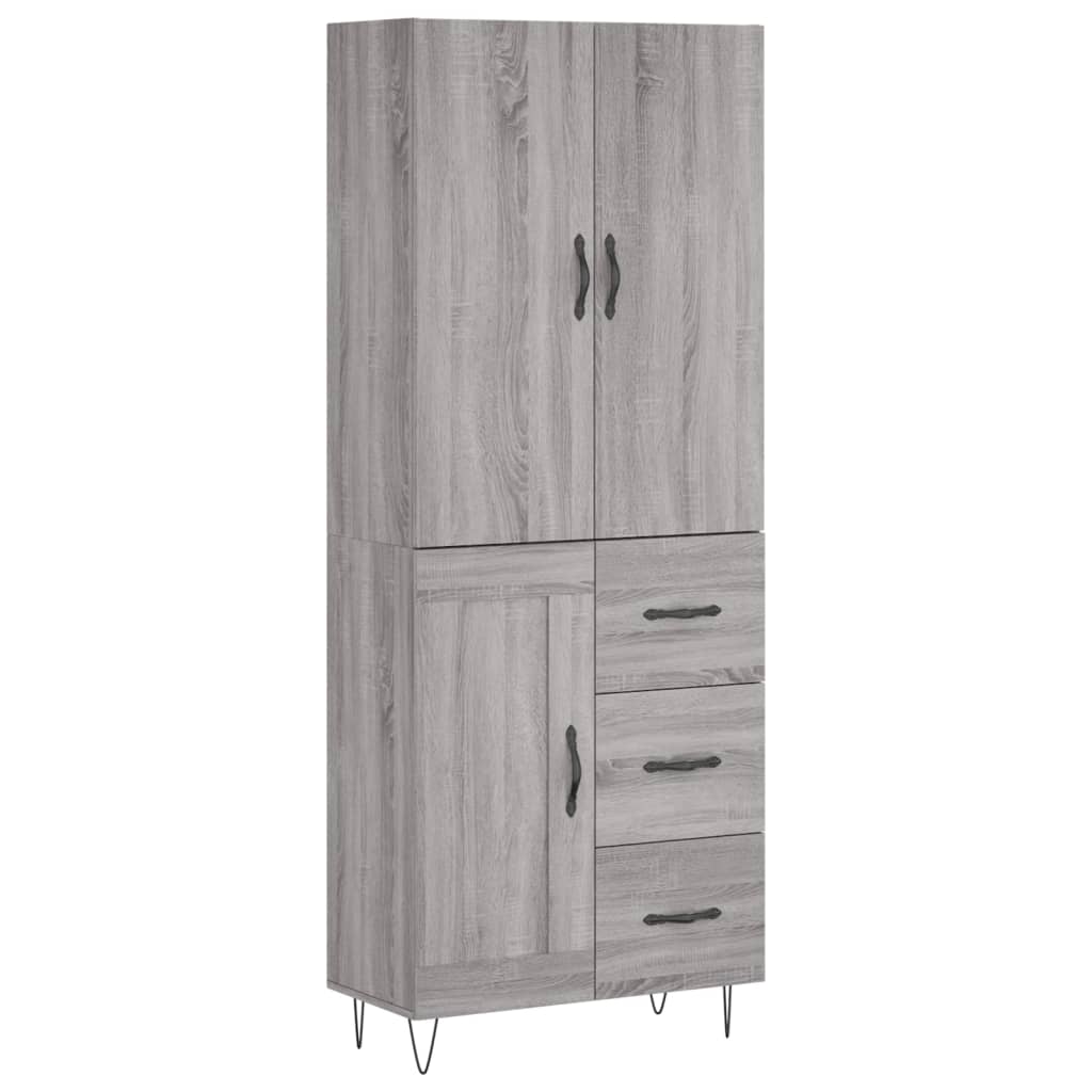 vidaXL Witrynka szary dąb sonoma 69,5x34x180cm materiał drewnopochodny