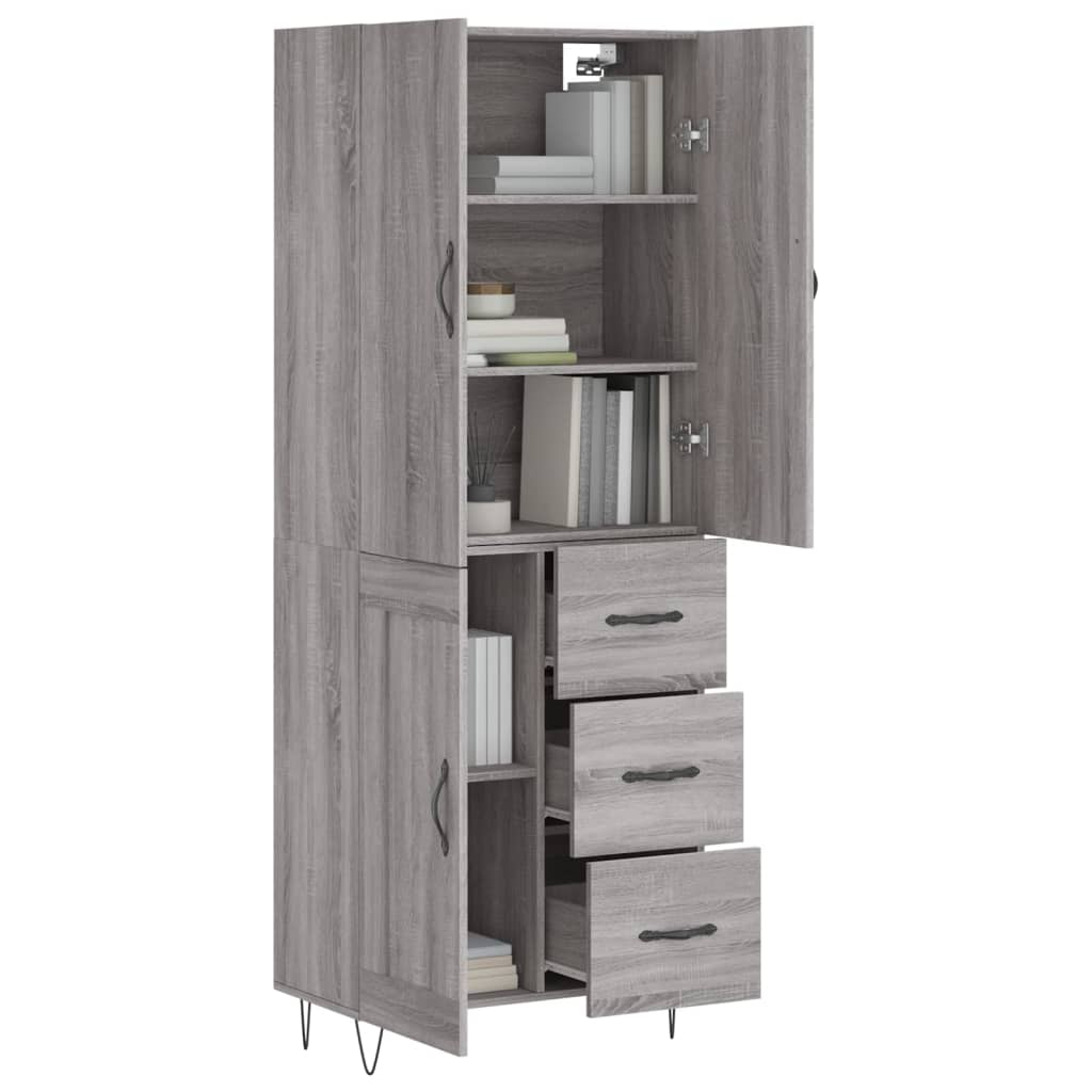 vidaXL Witrynka szary dąb sonoma 69,5x34x180cm materiał drewnopochodny