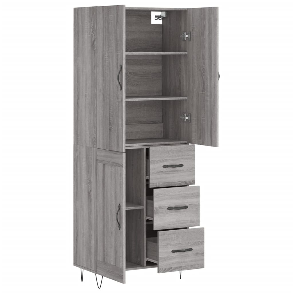 vidaXL Witrynka szary dąb sonoma 69,5x34x180cm materiał drewnopochodny