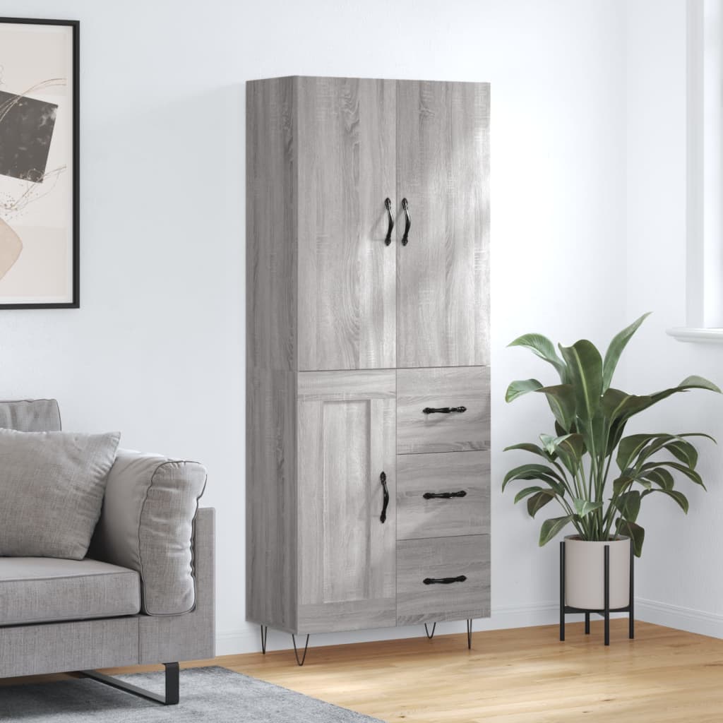vidaXL Witrynka szary dąb sonoma 69,5x34x180cm materiał drewnopochodny