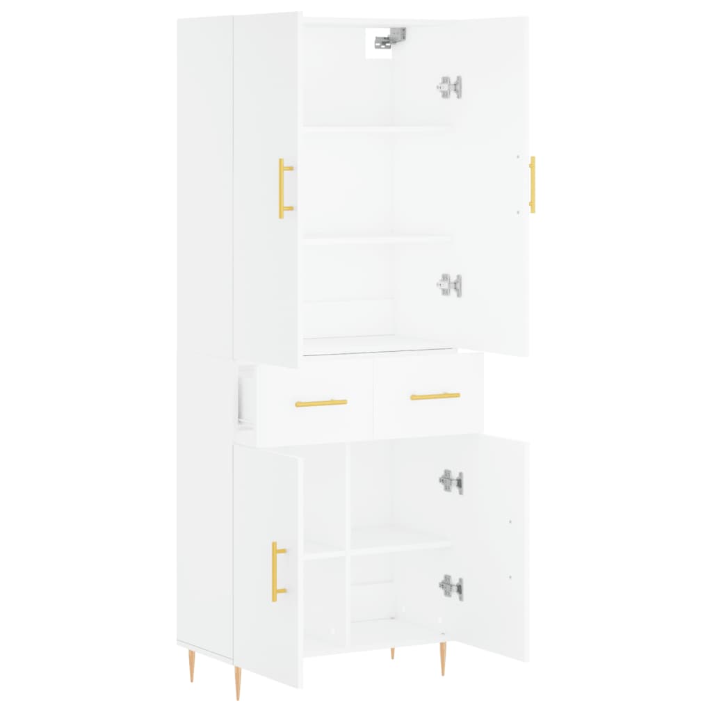 vidaXL Witrynka, biała, 69,5x34x180 cm, materiał drewnopochodny