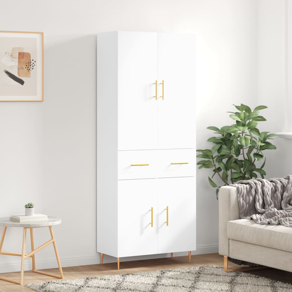 vidaXL Witrynka, biała, 69,5x34x180 cm, materiał drewnopochodny